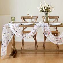 3pcs-Embroidered Tulle Tablecloth Daisy Summer Autumn Table Runner -Floral Tulle Tablecloth Wedding Party Table Runner Wedding Table Runner Tablecloth Wedding Table Runner - Multicolor - View 5