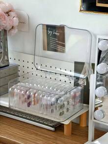1/2pcs Desktop Storage Box, Flip-Top Phone Case Storage Box, Dust-Proof Drawer Storage Box, Tea Set Organizer Box, Plus 6pcs Drawer Storage Box, Suitable For Refrigerator Storage, Accessory Organizer, Kitchen Tools, Cosmetic Organizer, Back To School Supplies, Paired With 5pcs Bracelet Storage Box, Organizer And Display Box For Bracelets, Dust-Proof And Anti-Oxidation - Multicolor - View 2