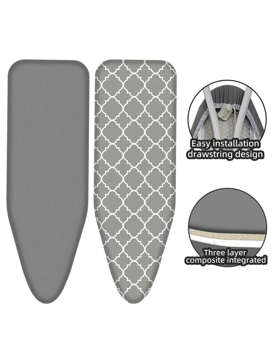 Ironing Board Cover Replacement Cloth, Heat-Resistant 3-Layer Composite Thickened Cotton Fabric, Non-Fading Drawstring Cover For Home Ironing Board
