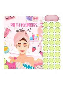 38-Piece Spa Party Game Set - Includes "Label The Cucumber" Poster, Blindfolds, And Stickers - Perfect For Makeover Parties And Spa-Themed Events - Multicolor - View 2