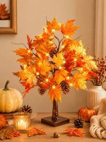 Lighted Maple Tree Autumn Decor, Thanksgiving Maple Leaf Tabletop Tree, Lighted Autumn Home Decor, Suitable For Thanksgiving, Harvest, Farmhouse Style, Home Decor, Wedding Party, Gift, Indoor, Outdoor - Multicolor - View 2