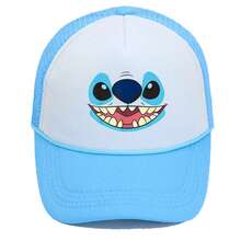 1件裝 Disney Stitch 中性黑色網格卡車帽，卡通圖案，透氣網布，可調節扣環，防曬棒球帽，適合日常戶外休閒，卡通禮物 - E - 查看 10