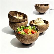 Natural Coconut Shell Bowl, Salad Bowl, Ice Cream Bowl, Student Bowl, Kitchen Tableware, Wooden Bowl, Wooden Spoon - Multicolor - View 7