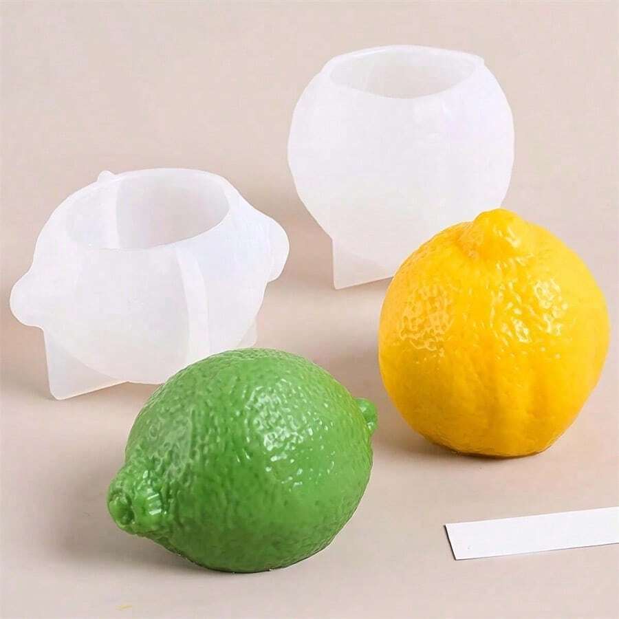 3D Lemon Silicone Candle Mold | Realistic Fruit Design For Wax/Soap/Resin Crafts For Aromatherapy Candles, DIY Home Decor & Handmade Art Tools - White - View 1