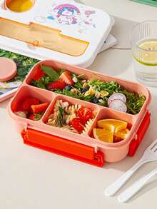 Large Capacity Cartoon Cute Lunch Box, School Lunch Box, Bento Box (Built-In Cutlery Set), Microwave , Lunch Bag, Suitable For Home, School, Office, Back To School, Outdoor Picnic - Multicolor - View 5