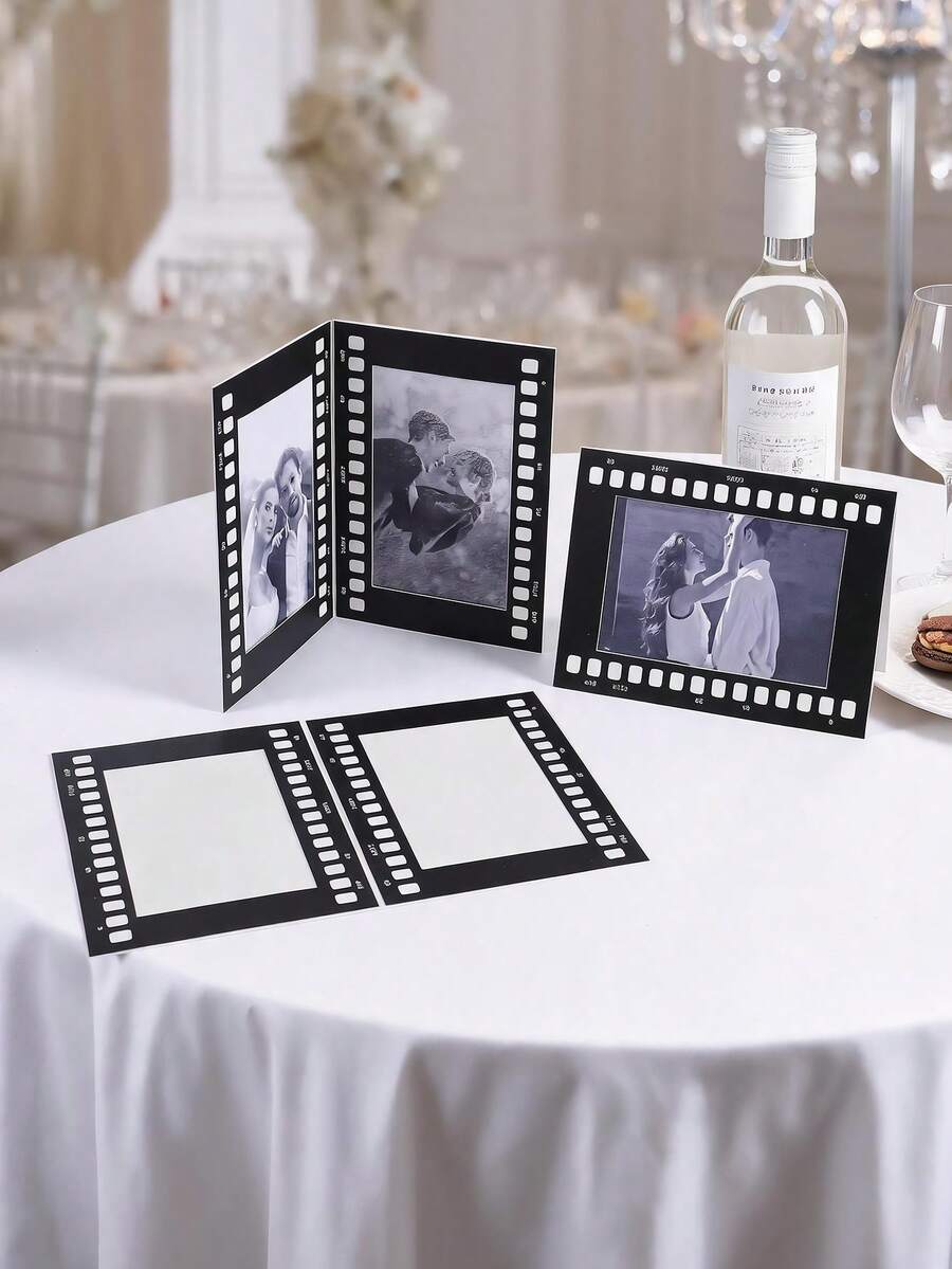 5pcs Vintage Paper Photo Frames - 4*6 Inches, Foldable DIY Hinge Cardstock Photo Frames, Personalized Commemorative Photo Decoration Frames, Perfect Gift For Friends On Holidays And Birthdays - Multicolor - View 1