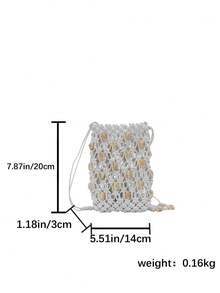 Spring New Women's Beaded Phone Bag, Highly Attractive Minimalist Woven Crossbody Bag For Vacation - White - View 8
