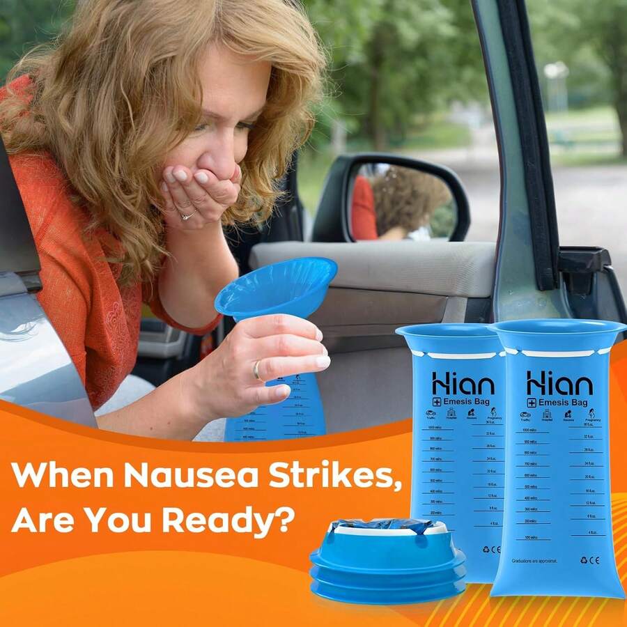 Hion 26/27pcs Large Capacity Leak-Proof Vomit Bags 1000ml – Motion Sickness, Morning Sickness, Long Travel Essential, Portable And Durable, Suitable For Adults And Children
