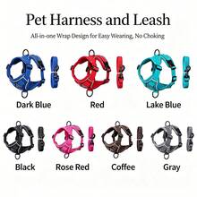High Reflective Dog Harness Collar Leash Set, Adjustable Thickened Oxford Fabric Vest With Front And Rear Control Handles, Anti-Pull Anti-Choke Design, Durable And Comfortable Pet Gear, Suitable For Outdoor, Small Medium Large Dogs, Multiple Sizes Available - Multicolor - View 7
