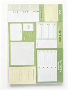 4 Soft Macaron Color Options, Healing Visual Palette. A Complete Set With Daily Plan, Weekly Planner, Habit Tracker, Water Intake Log, Memo & Blank Space Modules. Grid Pages, Dialogue Boxes, Heart Frames With Multiple Writing Sections. Versatile For Study, Work To-Do, Daily Review, And Diet Tracking. Thick Paper, No Ink Bleed, Neatly Cut And Easy To Tear, Notebook Sticker - one-size - View 5