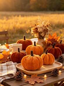 6pcs/1pc Artificial Fake Faux Velvet Foam Fabric Pumpkins Decoration,Autumn Home Pumpkin Decoration,Various Velvet Pumpkins,Realistic Pumpkins, Artificial Autumn Table Decor,Suitable For Thanksgiving,Autumn Dining Table Centerpiece,Autumn Home Farm Harvest Decor,Dining Table Centerpiece,Fireplace Mantel Kitchen Decor,Home Decor,Rustic Autumn Wedding,Fireplace Decor,Kitchen Decor,Artificial Autumn Dining Table Decor - A - View 4
