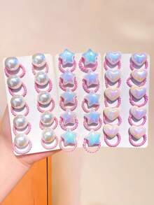 60/30pcs/Set Iridescent Gradient Hair Scrunchies, Including Star, Heart, Round Hair Accessories, Dreamy Sweet Cute - Suitable For Girls And Teenagers, Perfect For Daily, School, Vacation, Commute, Spring Outing, Photography And More - Multicolor - View 4