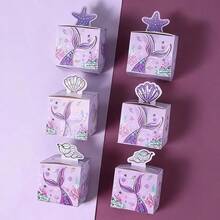 6pcs Paper Party Candy Boxes, Unicorn Mermaid Butterfly Theme Snack Gift Boxes, Suitable For Kids Birthday, Baby Shower, Gender Reveal, Wedding - View 8