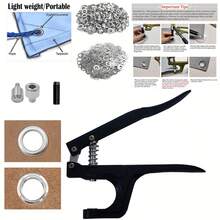 100PCS Grommet Punch Kit – Heavy-Duty Eyelet Pliers For Tarpaulin, Leather, Waterproof Fabric, Canvas & Craft Projects - Black - View 1