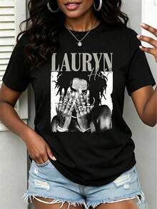 Women's Lauryn Hill Print Tank Top, Casual Sleeveless Summer Tops, Going Out Tops, Music Festival Outfits For Women, Y2K Style Graphic Tees - 黑色5 - 查看 1