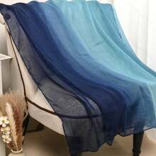 1 pieza Pañuelo/Bufanda de estilo bohemio con estampado de acuarela para mujer, adecuado para uso al aire libre y diario - Degradado azul-negro - Ver 4