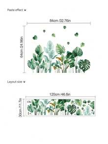 1pc Fresh Tropical Monstera Leaf Green Plant Wall Decor Sticker, Removable Room Wall Decal For Bedroom, Living Room, Entryway - 1PC - View 6
