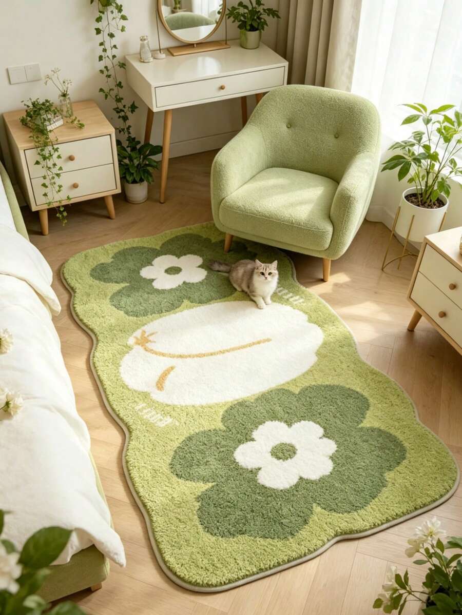 1pc Pink Bow, Cream Style Decorative Rug, Bedroom Decor, Small Rug, Carpet, Home Decor, Living Room Rug, Bedroom Rug, Living Room Home Decor, Outdoor Rug, Washable Carpet - Multicolor 4 - View 1