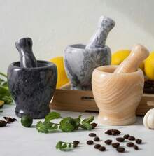Mortero Triturador Molinillo Molcajete de Mármol Sólido para Especias y Cocina con Diseño Ergonómico y Acabado Pulido - Multicolor - Ver 1