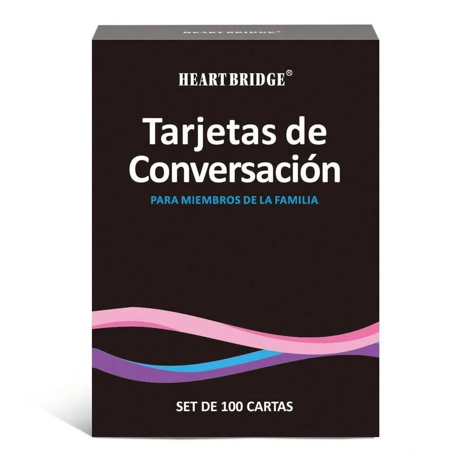 HEART BRIDGE Spanish Family Conversation Card Game, Tabletop Game, 100 Fun Questions And Conversation Prompts, Enhance Emotional Connection, Perfect Gift For Family And Friends On Halloween/Christmas/Thanksgiving - Black - View 1
