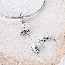 1pc Silver-Plated Ocean Pendant With Openable Clasp Design, Cute Octopus, Narwhal, Manatee Charm, Suitable For Original Brand Bracelet Necklace DIY Matching For Daily Wear And Party - Silver - View 2
