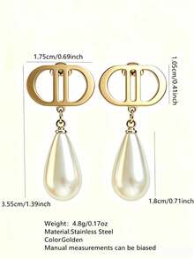 VceTd 1 Pair Fashionable Elegant Style Hollow Geometric Design With Water Drop Pendant Stainless Steel Women's Stud Earrings Suitable For Women's Daily Life, Holiday Travel, Festival Party, Music Festival, Date, Afternoon Tea Or Holiday Gift For Women Or Loved Ones - RT121EH - View 13