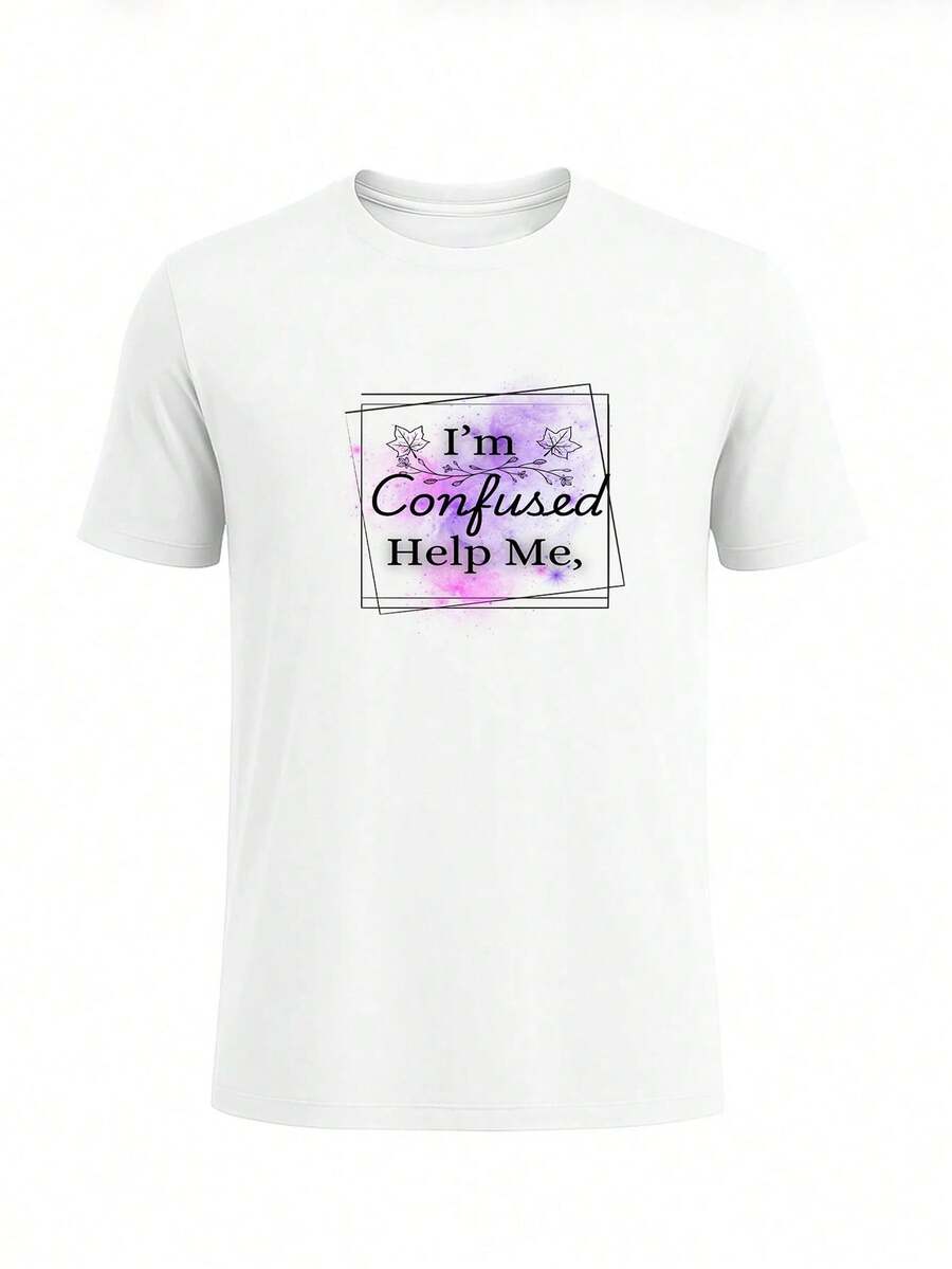 Men Minimalist Graphic Print T-Shirt Cotton Short Sleeve Tee - 白色 - 查看 1
