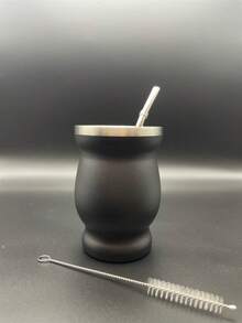 1件/3件組 雙層不鏽鋼馬黛茶杯套組 8oz，含保溫馬黛茶杯、馬黛茶吸管、湯匙與清潔刷，雙層設計，適用冷熱飲，適合馬黛茶與咖啡，易清洗（木紋/大理石紋/粉色/灰色/白色/黑色） - 多色 - 查看 15