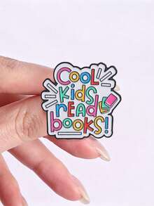 Broche de esmalte con lema de lectura colorido para niños, pin de metal con libro de dibujos animados, accesorio decorativo para bolso y escuela, niños geniales leen libros - Multicolor - Ver 7