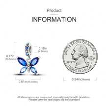 1pc S925 Sterling Silver Butterfly Pendant Bead, Multiple Gradient Colorful Enamel & Cubic Zirconia Butterfly Designs, Transparent Wings With Exquisite Rhinestones, Comes With Gift Box, Suitable For Bracelets & Necklaces, Romantic Girly Style, For Handmade DIY Jewelry Making & Daily Gift Wearing - Multicolor - View 7