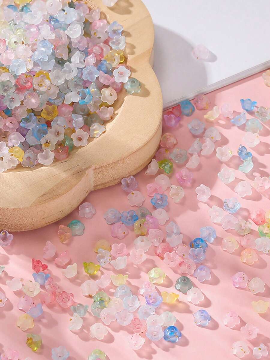 50顆 5.5*6mm 壓克力漸層金灑花百合之谷花珠 散珠 DIY 手作珠寶配件 手工花托 耳環項鍊材料 - 灑金鈴蘭花 - 查看 1