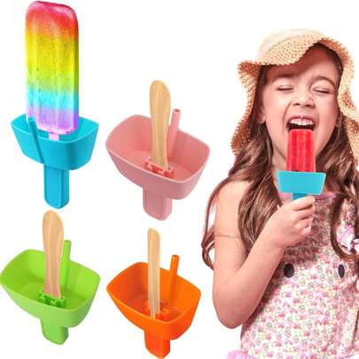 1pc Ice Cream Holder With Straw Set, Reusable Leak-Proof Mold Tray, Suitable For Summer Dessert Popsicle Holder, Applicable For Home/Camping/Beach/Travel/Party And Outdoor, Back To School Essential, Kitchen Accessory, Holiday Essential, Home Goods, Apartment Essential, Gift For Girls.