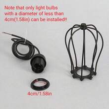 1 Buah Lampu Gantung Sangkar Burung Besi Industri Vintage, Lampu Gantung Logam Kreatif dengan Soket E27, Cocok untuk Ruang Makan, Bar, Dapur, Ruang Tamu, Perlengkapan Pencahayaan Gaya Minimalis Loft Nordik (Bola Lampu Tidak Termasuk) - Hitam - View 5
