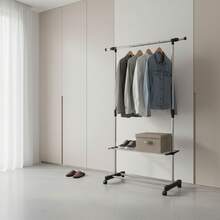 KIWI MOBLEKIT | Free-Standing And Expandable Clothes Racks In Metal And Wood, Clothing With Adjustable Options, With Wheels Or Shelves, Organizers For Bedroom, Entryway And Home - 可擴展尺寸 89x145x43x90-160 厘米 - 查看 1