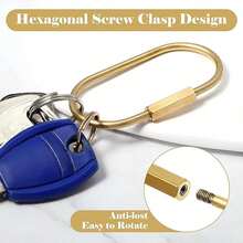 1pc Exquisite Screw Lock Keychain, Brass Material, Minimalist Style Key Pendant, Carabiner Key Chain, Car Key Chain, Suitable For Men And Women - Brass Keychain - View 4