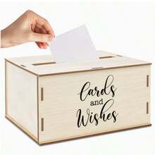 1pc Wooden Wedding Card Box, Romantic Exquisite Print, Suitable For Wedding And Bridal Shower, Event And Party Supplies/Decorations/Seasonal Decorations, Room Decor, Christmas, - 1PC - View 5