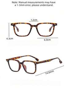 1 Paar Damen-Brille mit quadratischem TR-Rahmen im Schildpatt-Muster, leicht, glänzend, Vintage Y2K Ins-Stil, für Schulanfang, Alltag, Büro und Campus - A - Übersicht 6