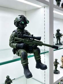 Soldier Action Figure, Military Man Equipped With Night Vision Goggles And Sniper Rifle, Green Special Forces Toy Model, Suitable For Adults, Modern Combat War Game Figure, Desktop Decoration, Collectible Gift - A - View 1
