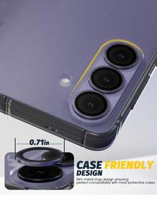 1件紫色相機鏡頭保護貼，相容 Galaxy S26/S26 Plus/S26 Ultra/S25 Ultra/S24 Ultra/S25/S25 Plus，[簡易安裝][相容手機殼] 9H 鋼化玻璃鏡頭蓋，軍規防震，高清晰防眩光，手機配件，相容手機殼 - 紫色 - 查看 6