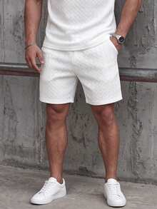 Teen Boys Textured Fabric Loose Fit Bermuda Shorts, Casual School/Commute Style, Spring/Summer - White - View 6