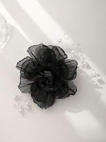 1pc Petal & Feather Fashion High-End Hair Clip - Black - View 3