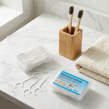 Fio Dental Em Formato De Arco Ultra Fino Kit Com 1 caixa (50 unidades) 1Polietileno Durável Limpeza Dentária Completa - Branco - Visão 2