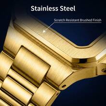 POEDAGAR Men's Luxurious Gold Stainless Steel Strap Luminous Waterproof Date Calendar Square Watch For Business Birthday Festival Back-To-School Gift Souvenir - Multicolor - View 6