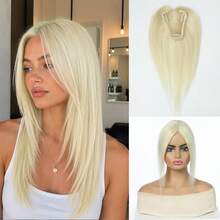 3.5*4 Inch Human Hair Toppers For Women 10 Inch Real Human Hair Extensions For Thinning Hair Wiglets Upgrade Lace Base Pieces Cover Gray Roots Solve Hair Solution - Multicolor - View 5