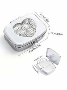 Shiny Rhinestone Pill Box, Fashion Heart-Shaped Rhinestone Pill Box, Mini Compartment Pill Box, Travel Pill Box Container, Moisture-Proof Small Pill Box, Suitable For Daily/Outdoor/Travel, Suitable For People Who Care About Health And Use Anytime Anywhere, Unique Back To School Gift, Holiday Gift, Birthday Gift, Party Gift - Multicolor - View 10