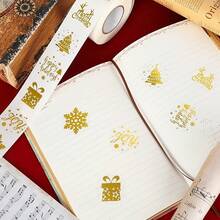 500Pcs/Roll Gold Christmas Stickers, 1 Inch Round Holiday Gift Sealing Labels With Snowflake, Christmas Tree & Merry Christmas Designs, For Gift Bags, Envelopes, Boxes And Party Packaging - Gold - View 8