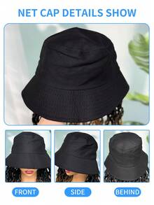 Curly Faux Locs Crochet Hair With Hat Goddess Locs Cap Wig Hippie Locs Connected Baseball Cap Wig Synthetic Braided Boho Style Wigs - Ombre - View 3