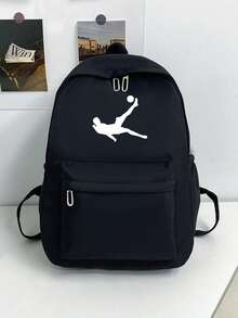 Mochila escolar de gran capacidad, unicolor versátil, para estudiantes, regreso a clases - Negro - Ver 9