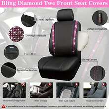 9/4pcs Shiny Rhinestone Faux Leather Car Seat Covers, Sequin Crystal Design, Women's Style, Compatible With Airbags, Suitable For Sedan, SUV And Minivan, Full Set For Seats And Headrests - Style a - View 10