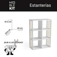 KIWI MOBLEKIT | Wooden Shelves For Storage And Decoration, Cube Or Rectangular Models With Door Or Drawer Options, Modern Auxiliary Furniture For Living Room, Bedroom Or Office - 六格書架 60x29.5x87.5 公分 白色 - 查看 3
